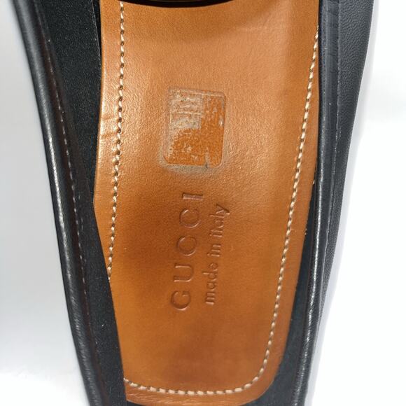 GUCCI BLACK UNLINED LEATHER WEB DETAIL MOCCASINS DRIVER SHOES Slip On Loafers - Picture 9 of 16